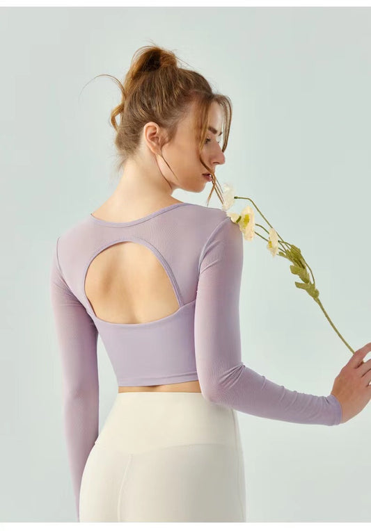 Crop Top actif en résille légère