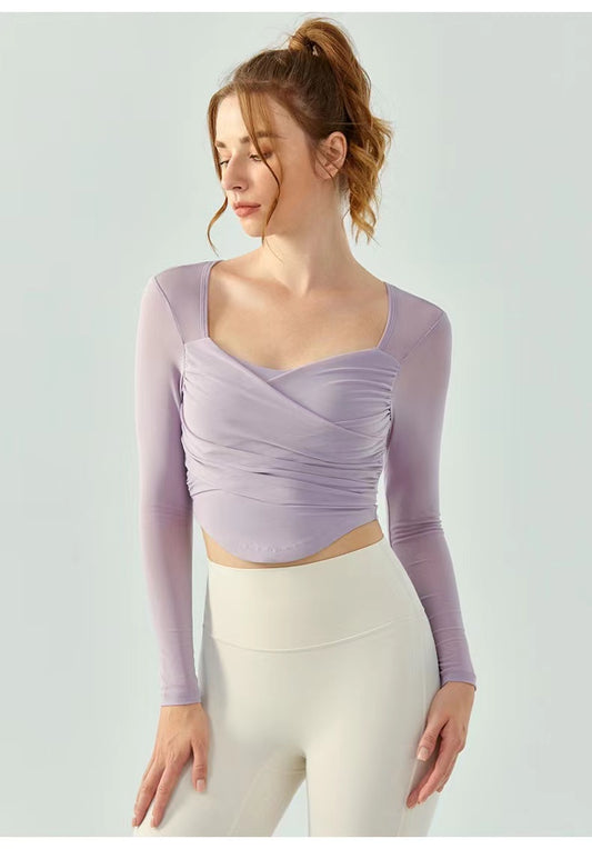 Crop Top actif en résille légère