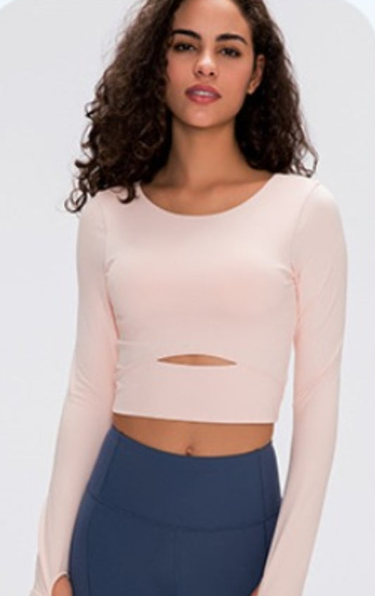 Crop top à manches longues avec détail keyhole